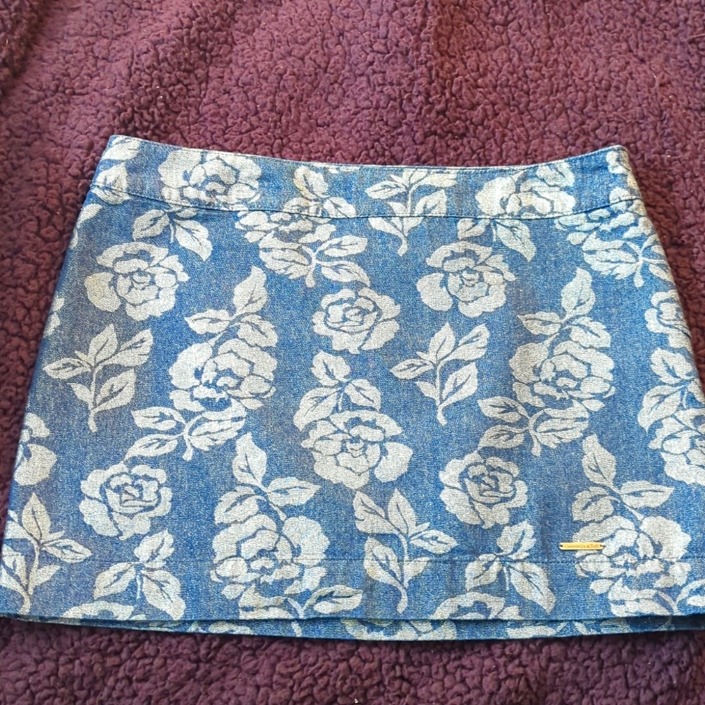 A&F Blue Rose denim shimmer Skirt